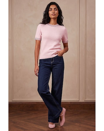 Roman Embellish Trim Knitted Top