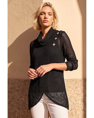 Roman Snit Textured Buttoned Top