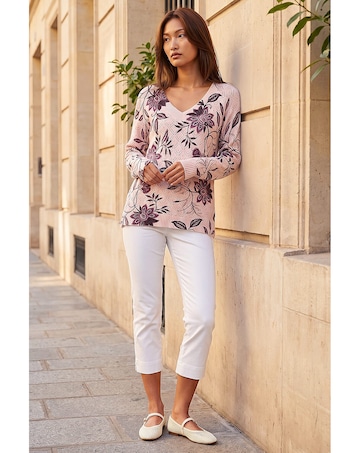 Roman V-Neck Floral Print Jumper