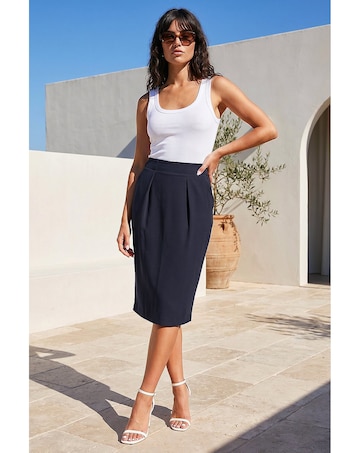 Roman Pull On Pleated Stretch Skirt