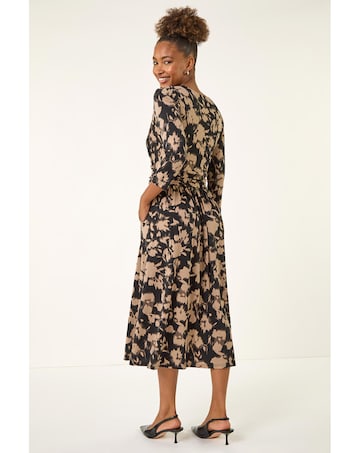 Roman Abstract Floral Wrap Midi Dress