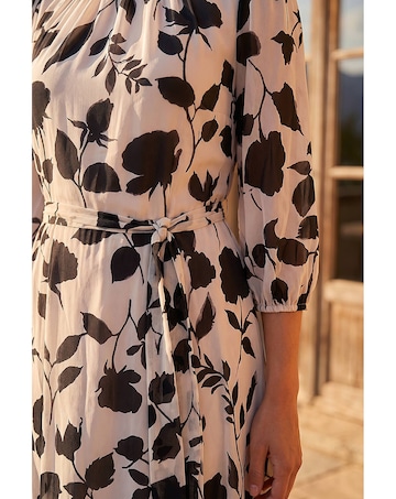 Roman Floral Pleated Midi Dress