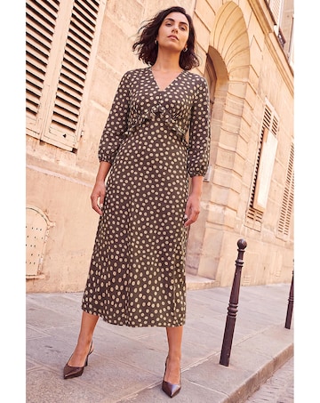 Roman Frill Polka Dot Midi Dress