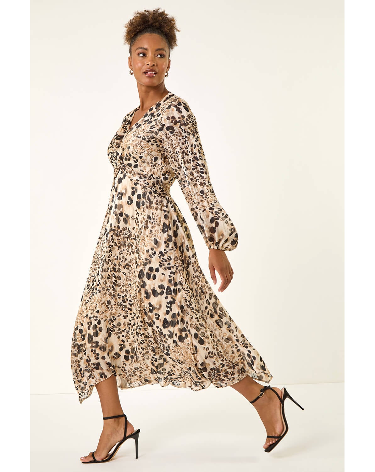 Roman Animal Print Twist Front Dress