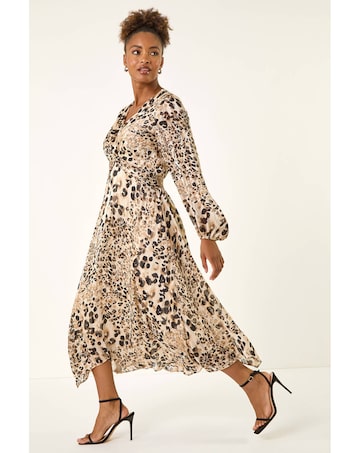 Roman Animal Print Twist Front Dress