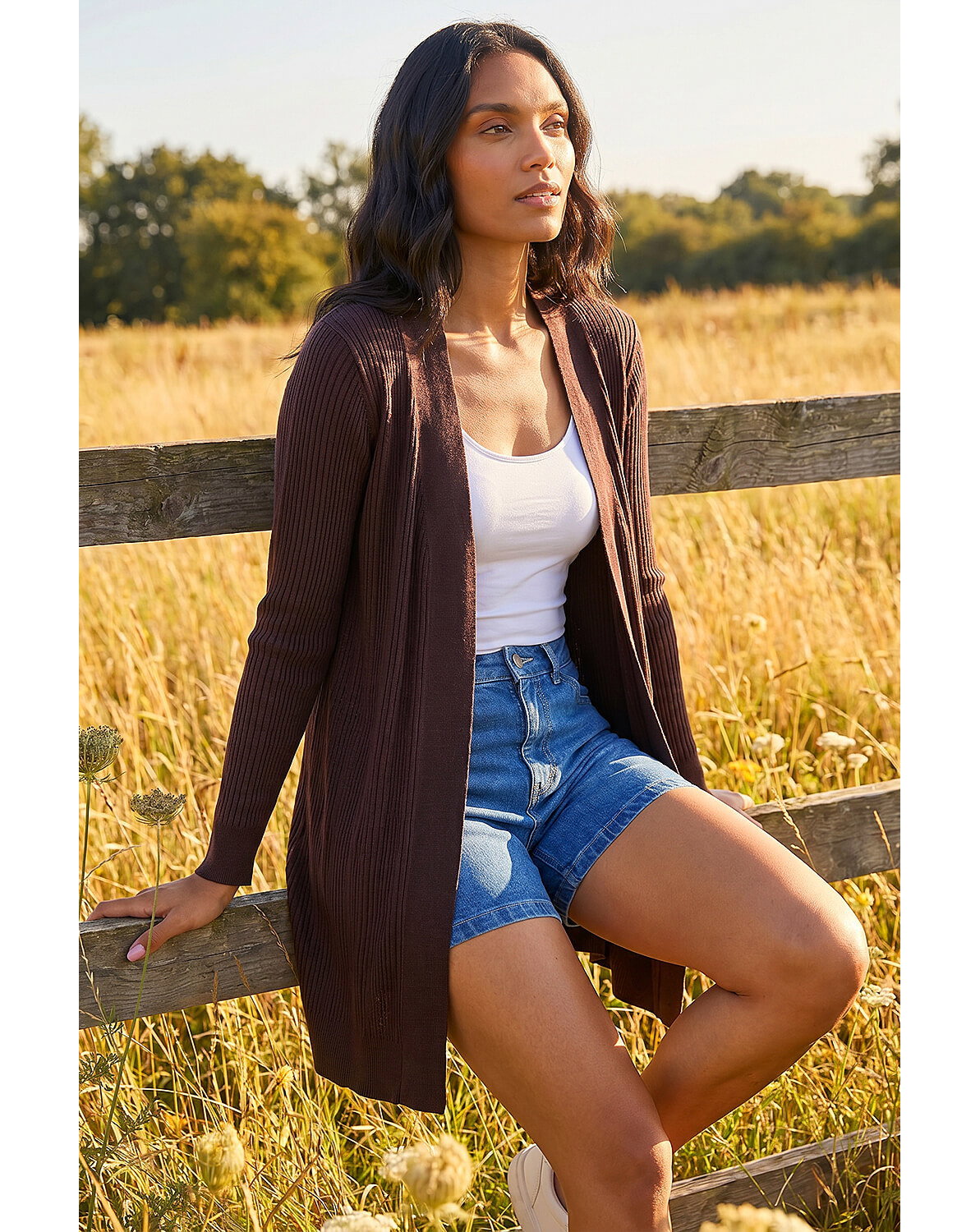 Roman Ribbed Knit Cardigan