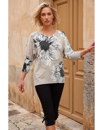 Roman Embellished Floral V-Neck Jumper