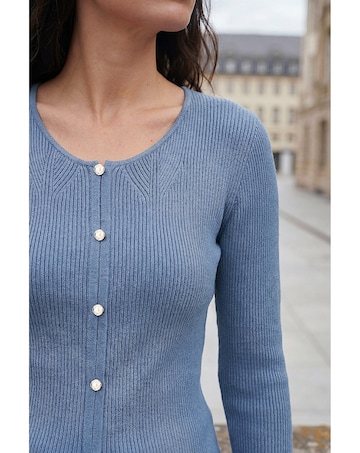 Roman Faux Pearl Ribbed Knit Jumper