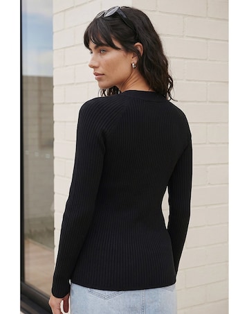 Roman Square Neck Ribbed Knit Top