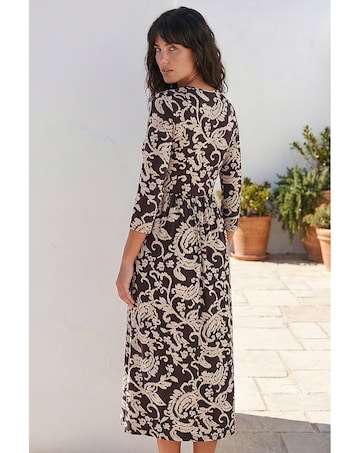 Roman Leaf Print Pocket Dress