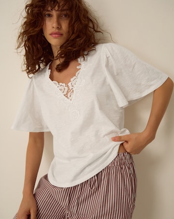 Monsoon Layla V-Neck Lace Jersey Top