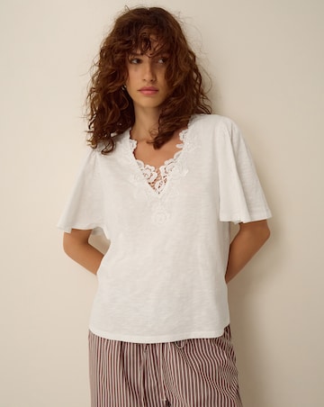 Monsoon Layla V-Neck Lace Jersey Top