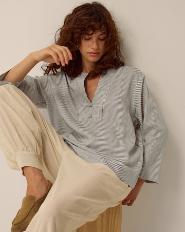 Monsoon Alexa Stripe Linen Blend Top