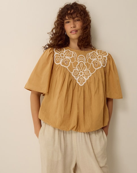Monsoon Delta Embroidered Bubble Hem Top