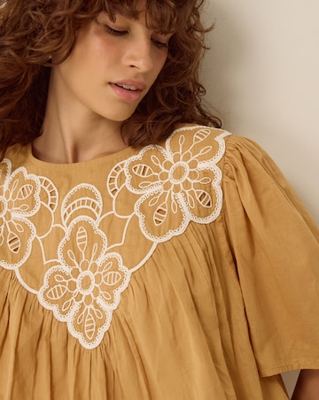 Monsoon Delta Embroidered Bubble Hem Top