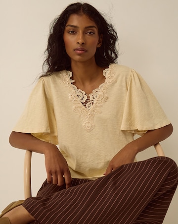 Monsoon Layla V-Neck Lace Jersey Top