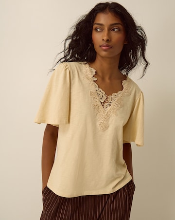 Monsoon Layla V-Neck Lace Jersey Top