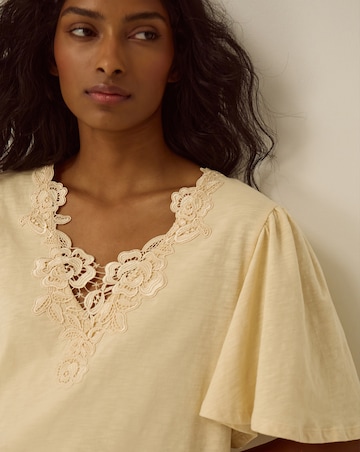 Monsoon Layla V-Neck Lace Jersey Top