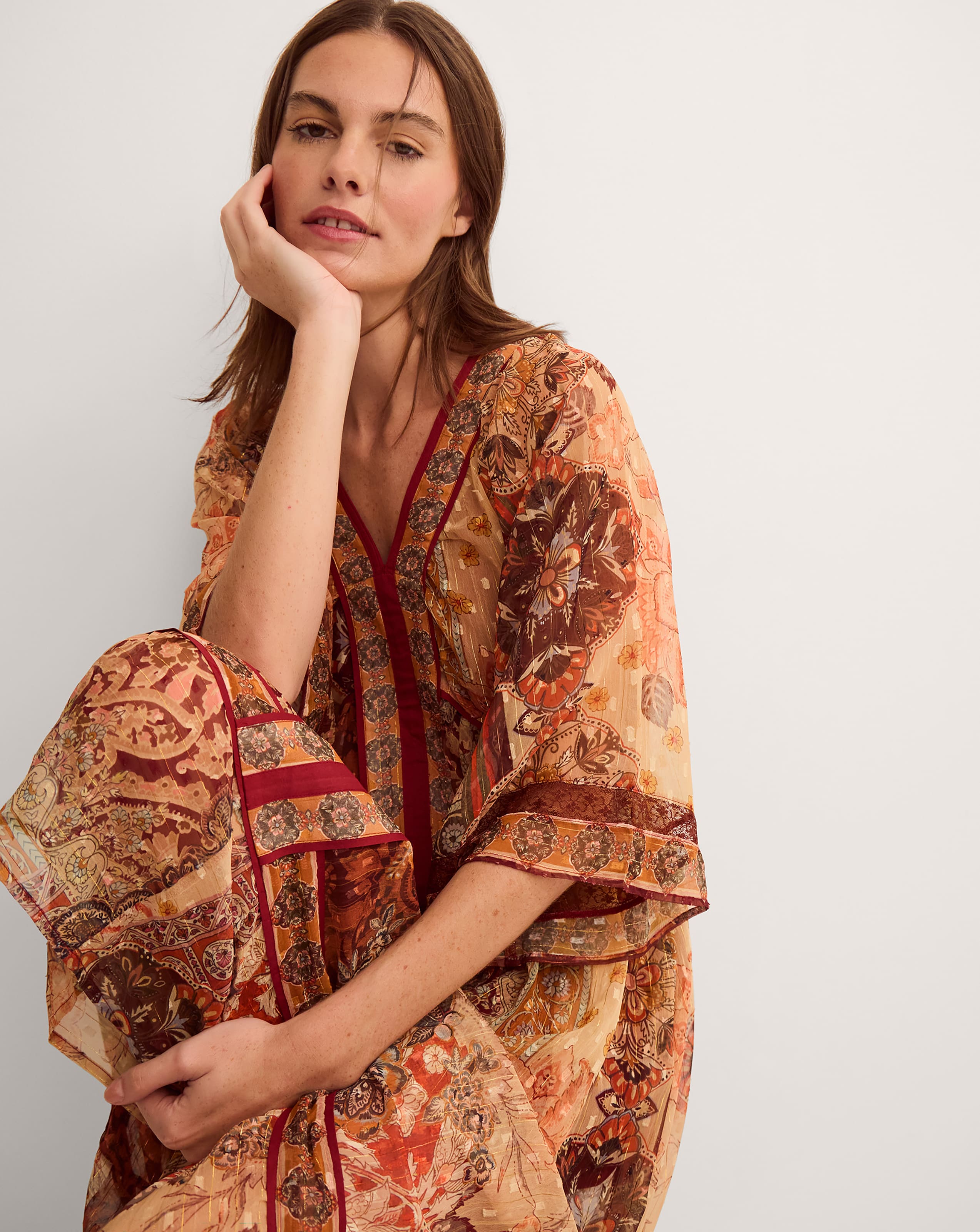 Monsoon Evelina Shimmer Print Midi Dress