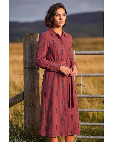 Roman Embroidered Belted Midi Dress