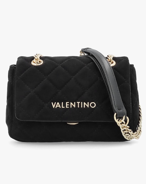 Valentino Bags Small Quilted Ocarina Black Suedette Shoulder Bag