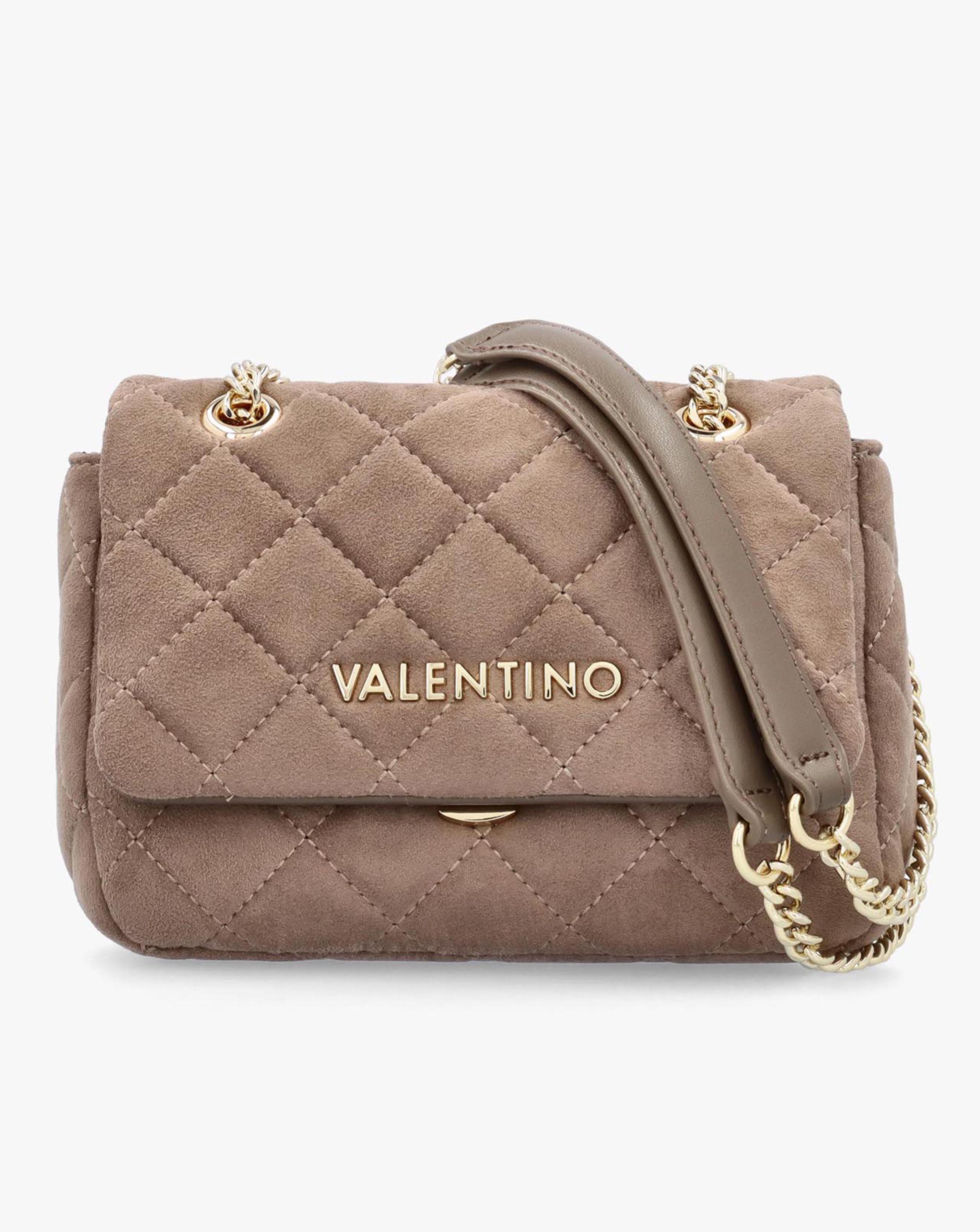 Valentino Bags Small Quilted Ocarina Taupe Suedette Shoulder Bag