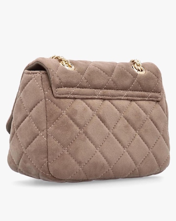 Valentino Bags Small Quilted Ocarina Taupe Suedette Shoulder Bag
