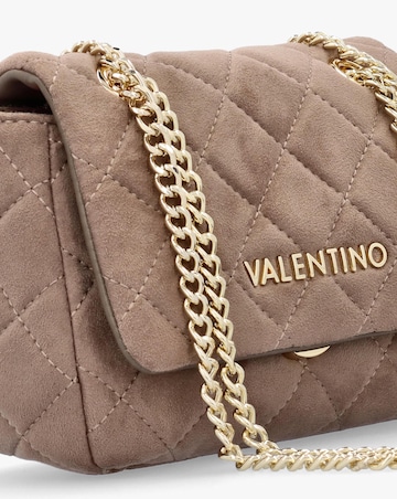 Valentino Bags Small Quilted Ocarina Taupe Suedette Shoulder Bag