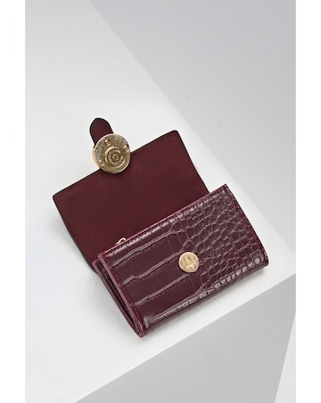 Luella Grey Letitia Black Cherry Croc Medium Purse