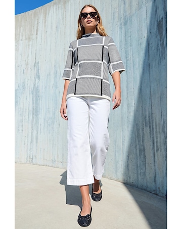 Roman Check Short Sleeve Jumper