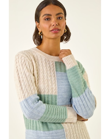 Roman Colour Block Cable Knit Jumper