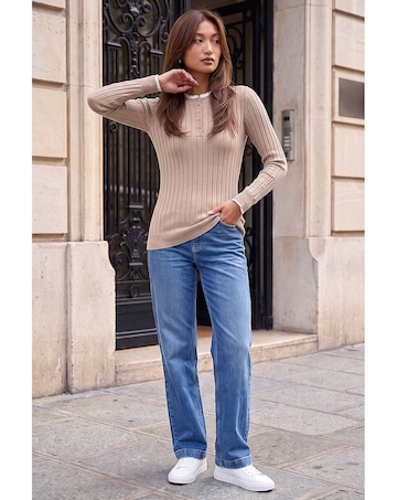 Roman Double Mock Ribbed Knit Jumper