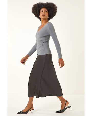 Roman Wrap Button Detail Knit Jumper