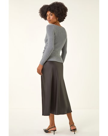 Roman Wrap Button Detail Knit Jumper