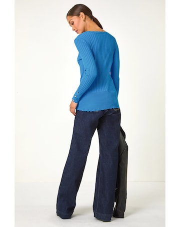 Roman Button Ribbed Longline Jumper