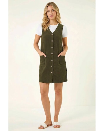 Roman Cotton V-Neck Button Pocket Dress
