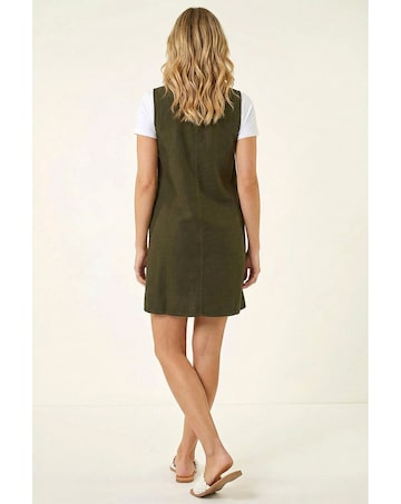 Roman Cotton V-Neck Button Pocket Dress