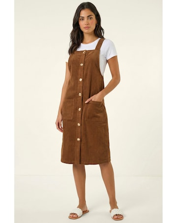 Roman Corduroy Pinafore Midi Dress