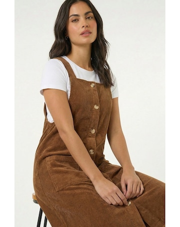 Roman Corduroy Pinafore Midi Dress