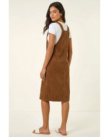 Roman Corduroy Pinafore Midi Dress
