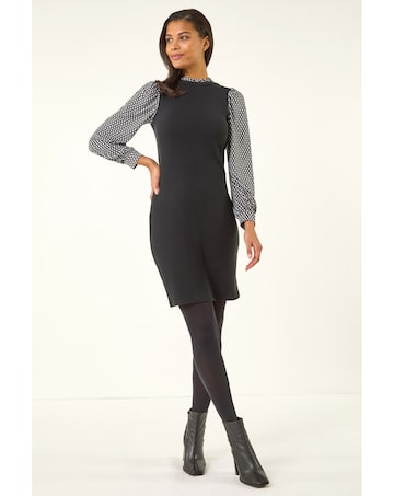 Roman Geometric Contrast Knit Dress