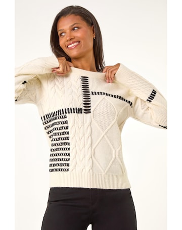 Roman Crew Neck Cable Knit Jumper
