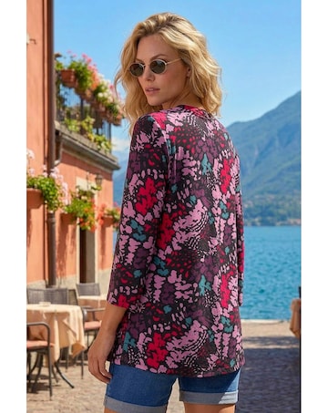 Roman Abstract Animal Pintuck Shirt