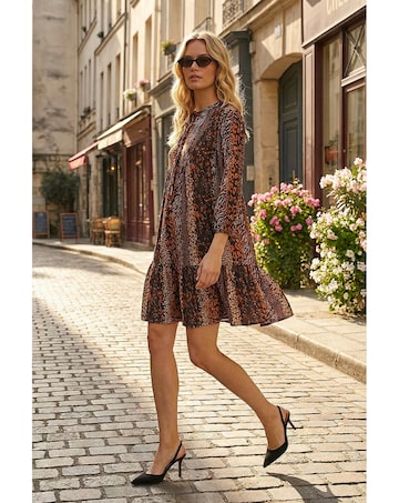 Roman Abstract Print Smock Stretch Dress