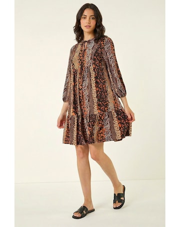 Roman Abstract Print Smock Stretch Dress