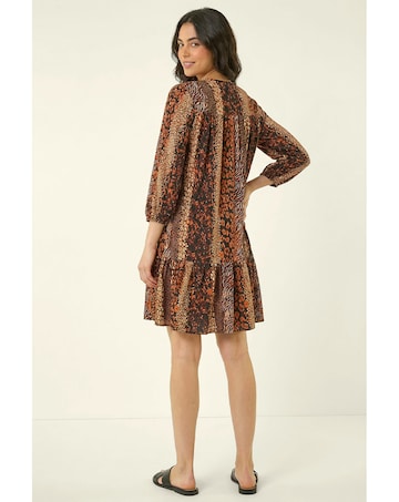 Roman Abstract Print Smock Stretch Dress