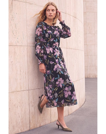 Roman Floral Print Midi Dress