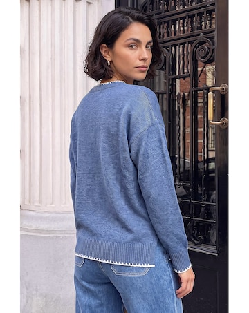 Roman Contrast Stitch Bow Knit Jumper