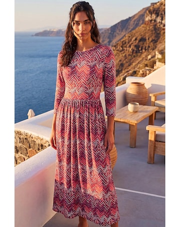Roman Zig Zag Print Midi Dress