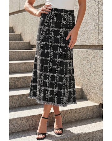 Roman Textured Knit Tweed Skirt